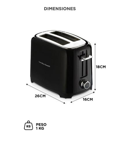 Tostadora Hamilton Beach 22217 800W 2 Rodajas Ranuras Extra Anchas 7 Niveles Bandeja Migas Deslizable - 5