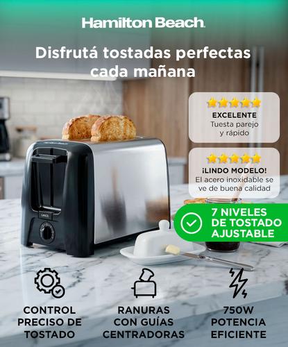 Tostadora Hamilton Beach 22614VAR 750W 2 Rebanadas 7 Niveles Acero Inoxidable Bandeja Migas - 1