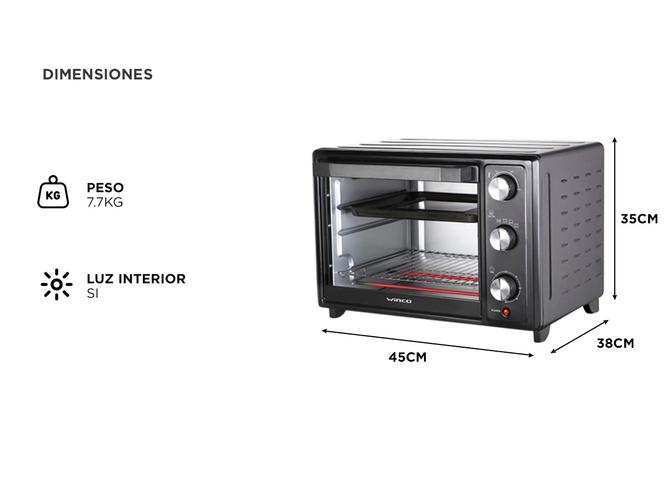 Horno electrico Winco 34 litros W1134 1600W - 4