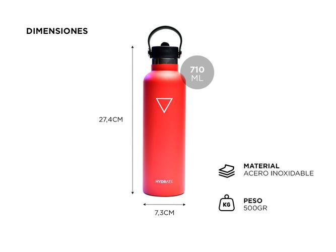 Termo Botella Hydrate 710ml Frio Calor Acero Inoxidable  - 4