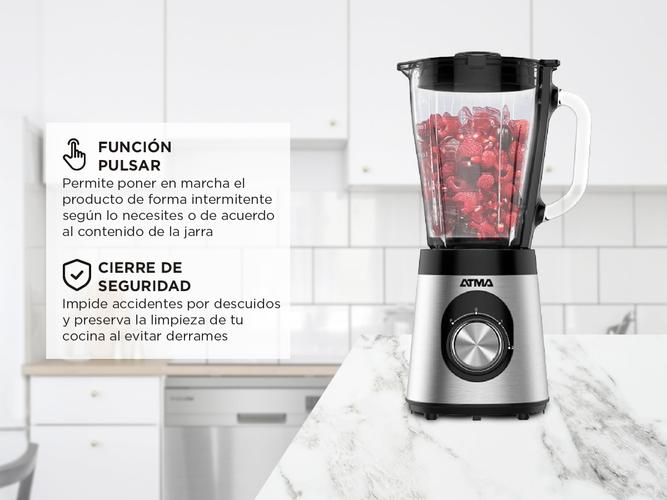 Licuadora de Vaso Atma 1.5 L Jarra de Vidrio Acero Inoxidable - 3