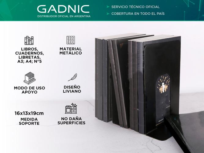 Kit x4 Sujeta Libros Gadnic Metálicos Negros  - 1