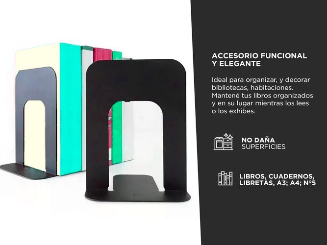 Kit x4 Sujeta Libros Gadnic Metálicos Negros  - 2