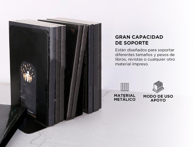 Kit x4 Sujeta Libros Gadnic Metálicos Negros  - 3