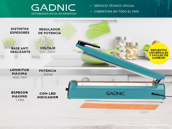Selladora de Bolsas Gadnic S400 40cm c Regulador 8 Niveles Alta Potencia Usado - 1