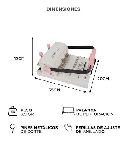 Anilladora A4 Gadnic Encuadernadora  20 Hojas Ajustable Manual - 5