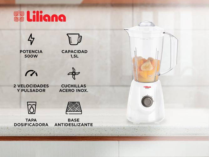 Licuador Liliana Whitelic 1.5L 500w Jarra Plastica AL100 - 1