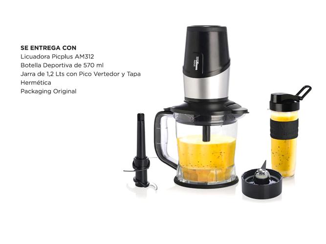 Licuadora Liliana Picplus AM312 Pica Hielo con Botella Deportiva 700w Doble Cuchilla Inox - 5