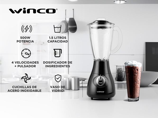 Licuadora Winco 500W Vaso de Vidrio W1904 - 1