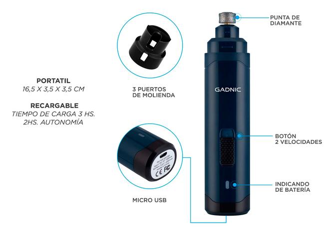 Lima De Uñas Eléctrica Para Perros Gadnic 2 Velocidades Recargable - 5