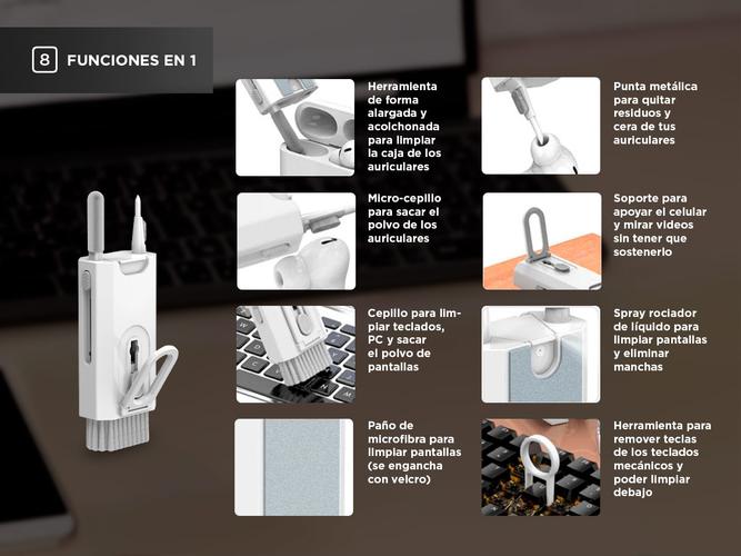 Set Limpia Teclado y Auricular Ganic 8 en 1 - 2