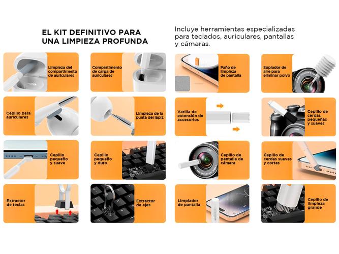 Kit 20 En 1 De Limpieza De Auriculares Pantalla Teclado Y Pc Gadnic multifuncional Portatil - 2