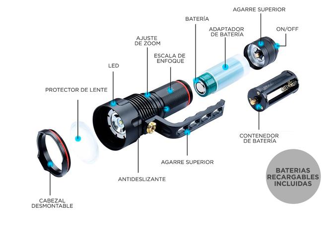 Linterna Táctica Militar Gadnic GD-LN35 Led 15000 Lúmenes Con Agarre Resistente al Agua - 5