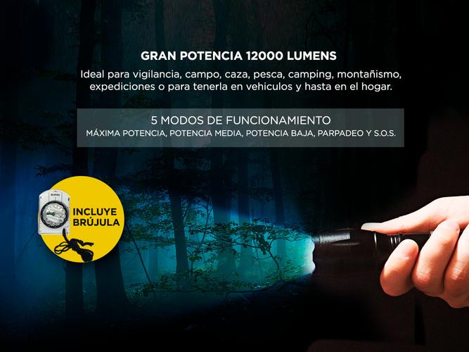 Linterna Táctica Militar Gadnic GD-LN37 Led 12000 Lúmenes Resistente al Agua + Brújula - 2