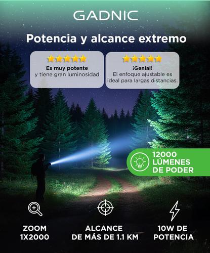 Linterna Táctica Militar Gadnic GD-LN37 Led 12000 Lúmenes Resistente al Agua + Brújula - 1