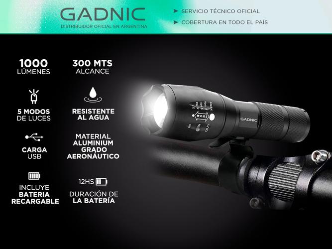 Linterna Táctica Militar Gadnic Led 1000 Lúmenes Resistente al Agua  Soporte - 1