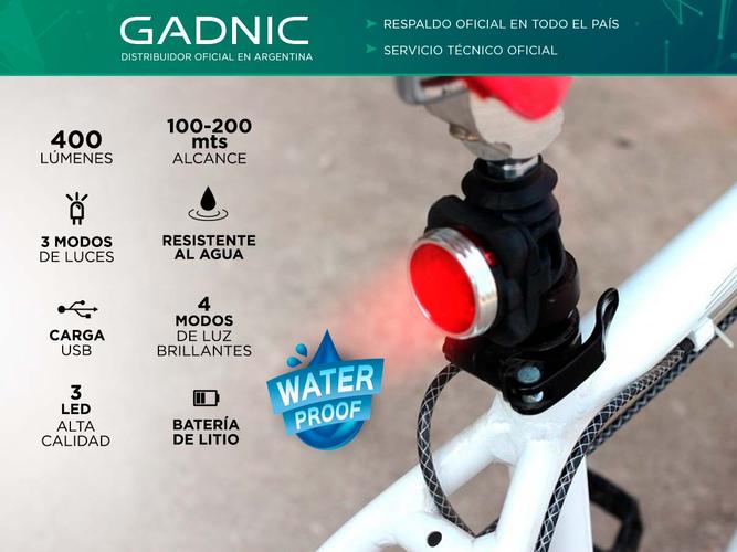 Luces Para Bicicleta Led Recargables Gadnic kit x 2 Impermeables  - 1