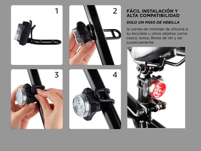 Luces Para Bicicleta Led Recargables Gadnic kit x 2 Impermeables  - 4