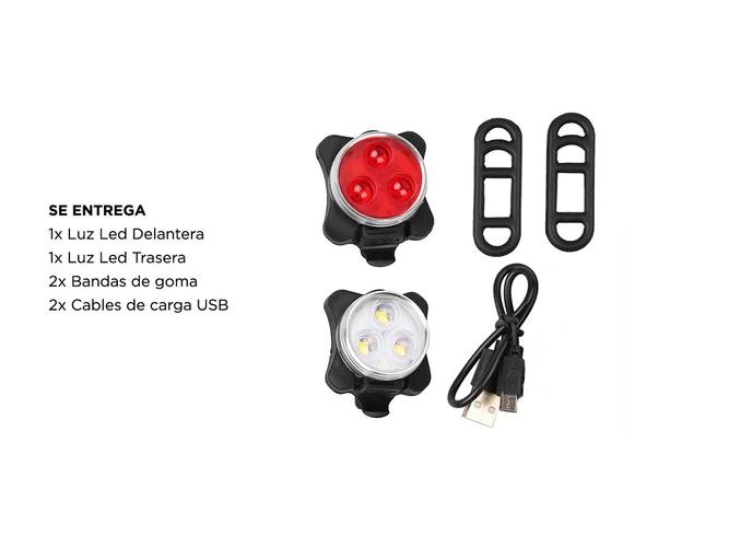 Luces Para Bicicleta Led Recargables Gadnic kit x 2 Impermeables  - 6