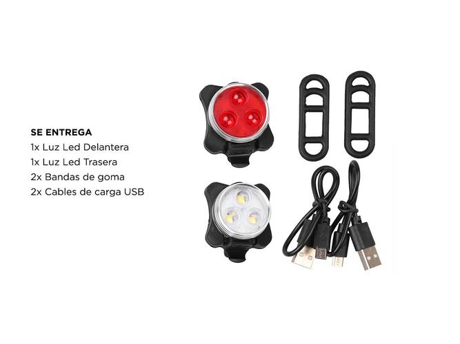 Luces Para Bicicleta Led Recargables Gadnic kit x 2 Impermeables  - 6