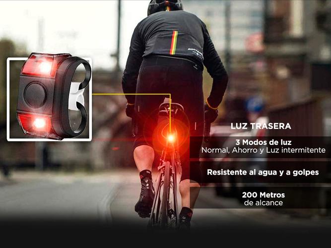 Kit de Luces LED Para Bicicleta Delantera + Trasera Recargables  - 3