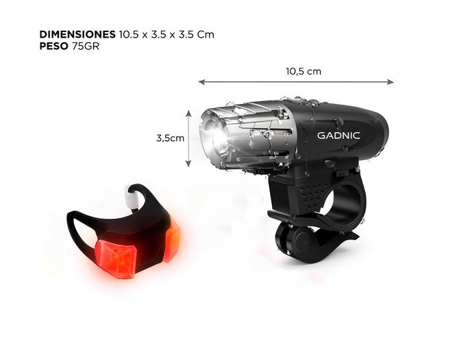 Kit de Luces LED Para Bicicleta Delantera + Trasera Recargables  - 5