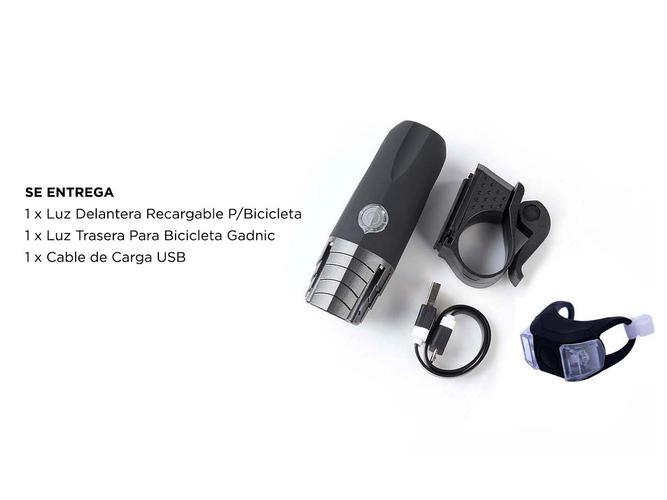 Kit de Luces LED Para Bicicleta Delantera + Trasera Recargables  - 6