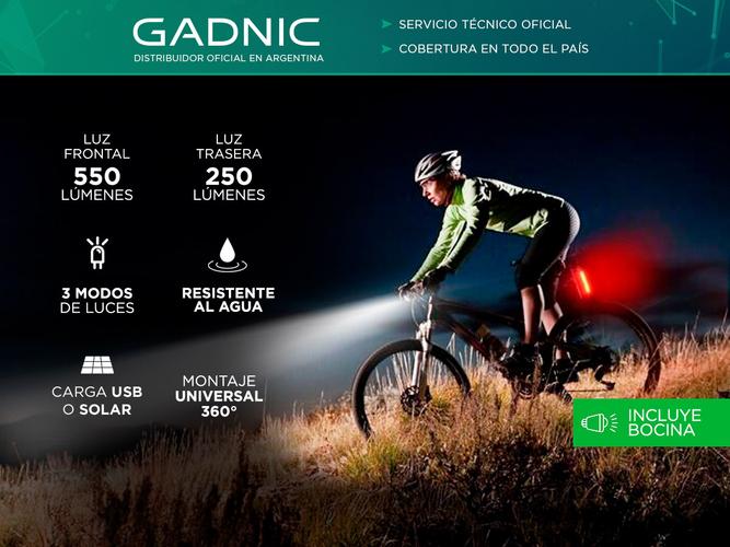 Kit Linterna Solar Gadnic Para Bicicleta Usb Led  - 1