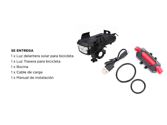 Kit Linterna Solar Gadnic Para Bicicleta Usb Led  - 5