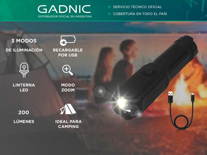 Linterna Táctica Gadnic Led Multiuso Caza Camping Carga Usb - 1