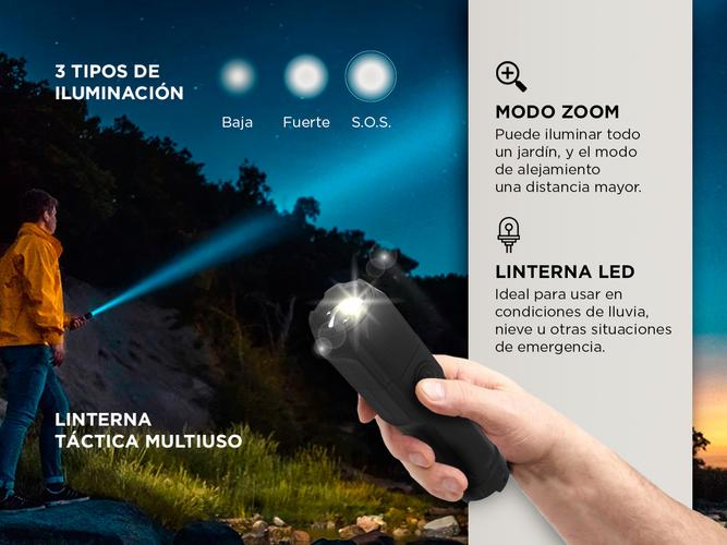 Linterna Táctica Gadnic Led Multiuso Caza Camping Carga Usb - 2