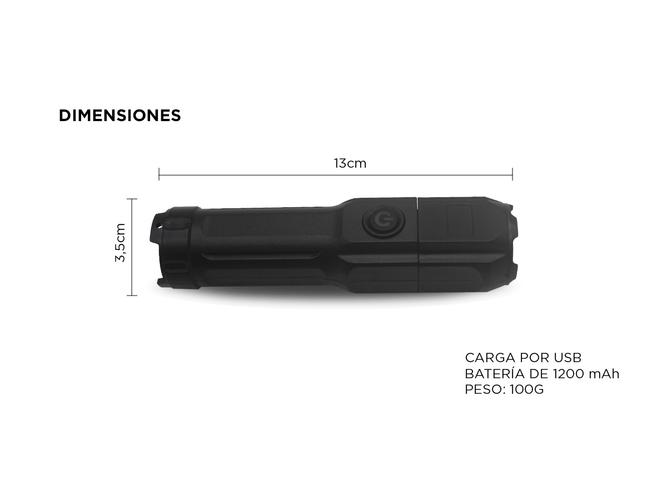 Linterna Táctica Gadnic Led Multiuso Caza Camping Carga Usb - 3