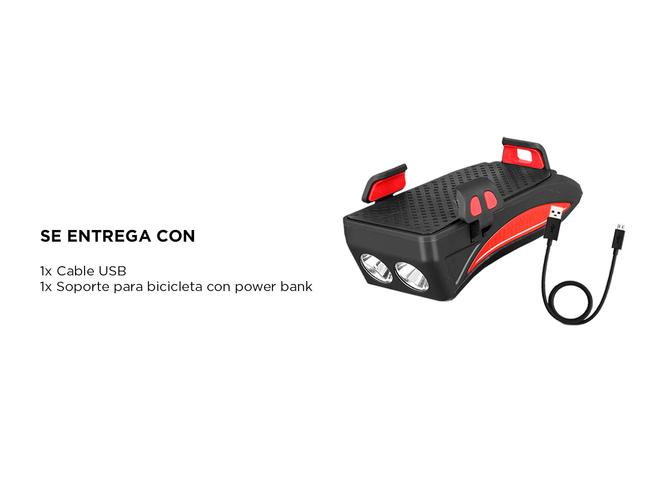 Luz de Bicicleta Gadnic Con Soporte Celular y Power Bank Led + Bocina  - 6