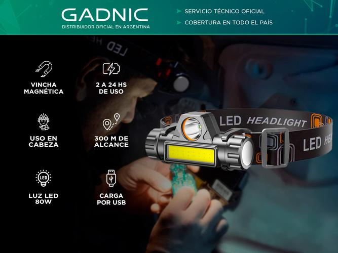 Linterna Led de Cabeza Vincha Gadnic LINT-M41 Con Imán - 1