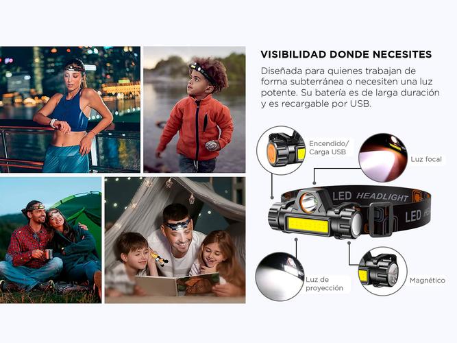 Linterna Led de Cabeza Vincha Gadnic LINT-M41 Con Imán - 2