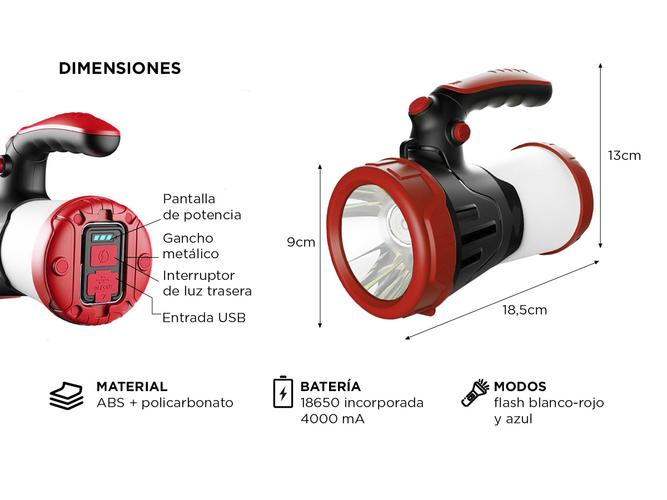 Reflector Led Gadnic Linterna Recargable - 4