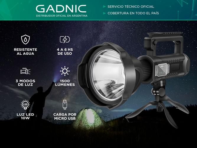 Linterna Profesional Recargable Gadnic T81-LIGHT Con Trípode Desmontable - 1