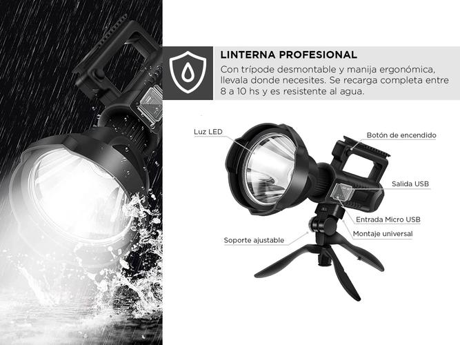 Linterna Profesional Recargable Gadnic T81-LIGHT Con Trípode Desmontable - 2
