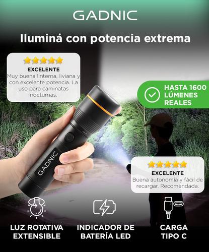 Linterna Led Recargable Gadnic 1600lm  Alta Potencia  - 1
