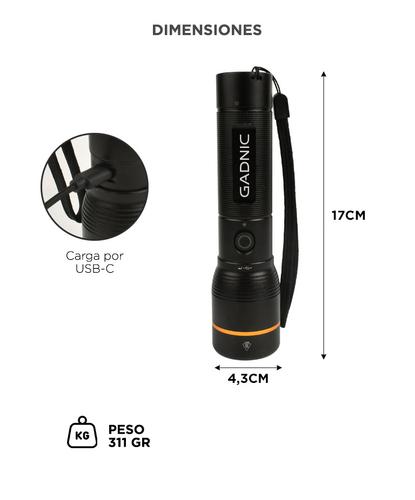 Linterna Led Recargable Gadnic 1600lm  Alta Potencia  - 3