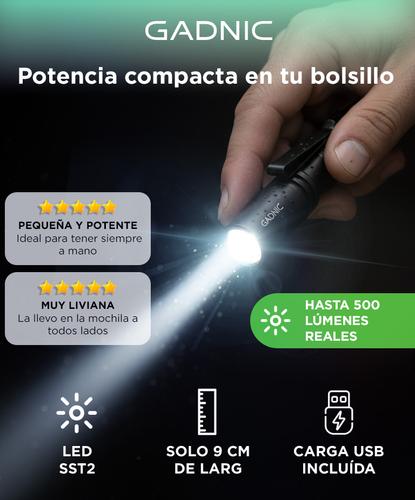 Linterna Recargable Gadnic Ultra Liviana Aluminio  - 1