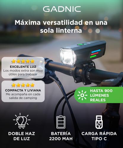 Linterna Para Bicicleta Gadnic Recargable Potente 900lm  Con Indicador de Batería  - 1