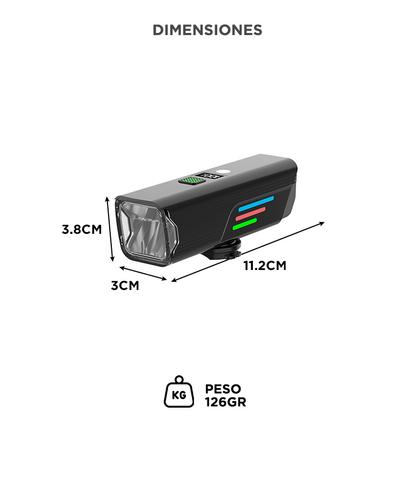 Linterna Para Bicicleta Gadnic Recargable Potente 900lm  Con Indicador de Batería  - 3