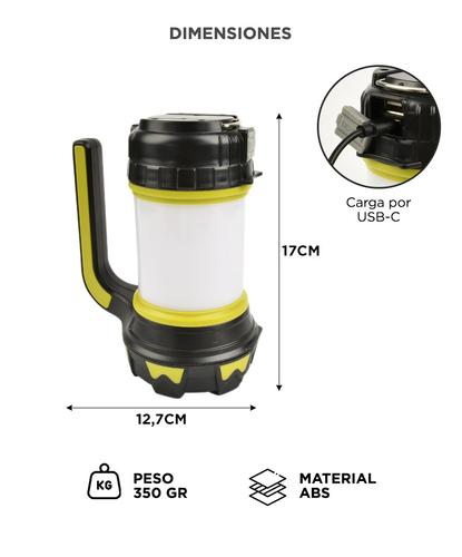 Linterna LED Gadnic Recargable USB-C Camping  - 3