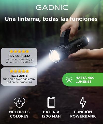 Linterna Multifunción Gadnic  400lm Camping Con Power Bank  y Base Desmontable  - 1