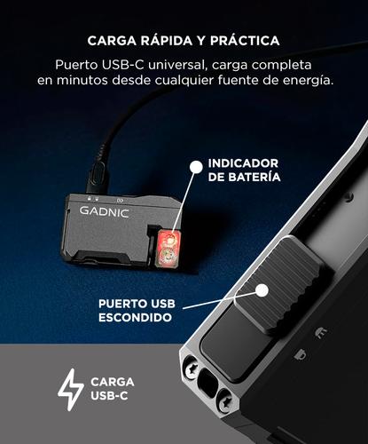 Linterna Recargable Gadnic CS Q001 Compacta RGB 6500K 2W USB C Clip - 2