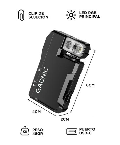 Linterna Recargable Gadnic CS Q001 Compacta RGB 6500K 2W USB C Clip - 5