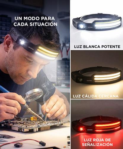 Linterna De Cabeza Gadnic LED T6 Recargable 250 Lumenes IPX4 Alcance 100 Metros - 3