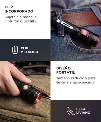 Linterna Gadnic Táctica LED 10000 Lumens Recargable Compacta Alta Potencia Uso Exterior - 4