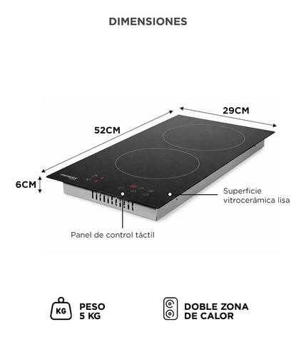 Anafe Vitrocerámico Maverick INDU60 Empotrable 4 Hornallas 6400W - 5